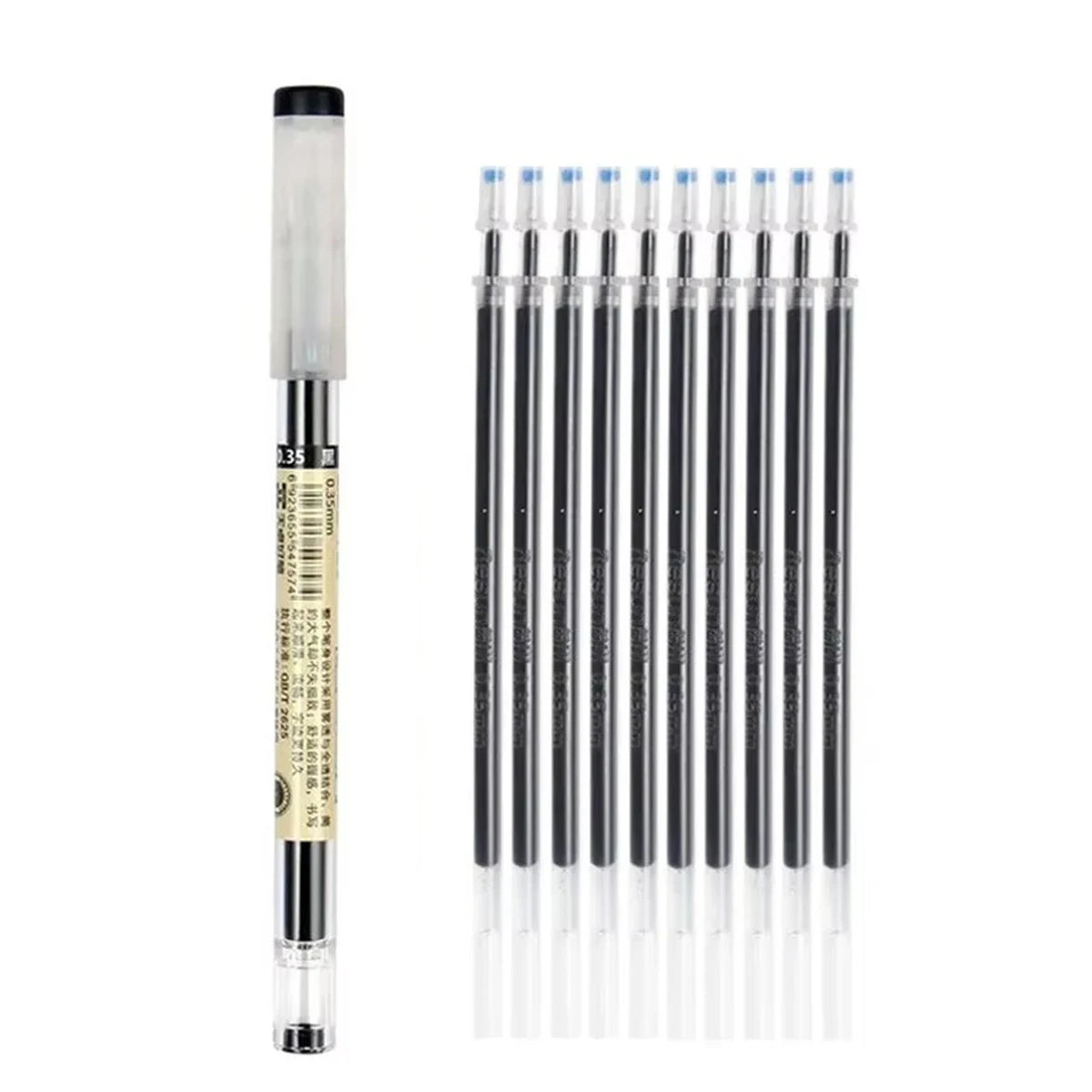 3-12pcs/set Fine Point Pen 0.35mm Black Blue Red Ink Gel Pen Ballpoint Pen School Office Student Writing Stationery Supply Qme 1black 10 refills