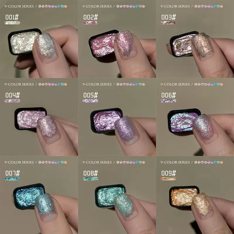9 Colors 3D Stereo Glitter Gel Powder Paste Polarized Bright Modeling Qme
