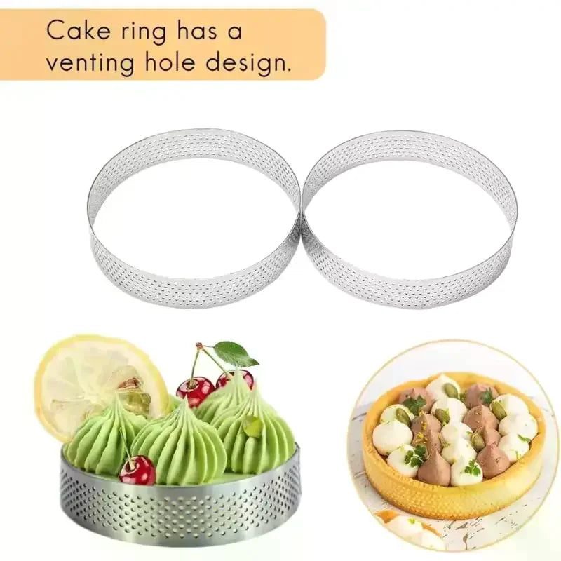 5/6/7/8CM Classic 304 Stainless Steel Mousse Ring Cake Mold With Hole Tart Bottom Tower Fruit Pie Quiches Baking Tool Qme