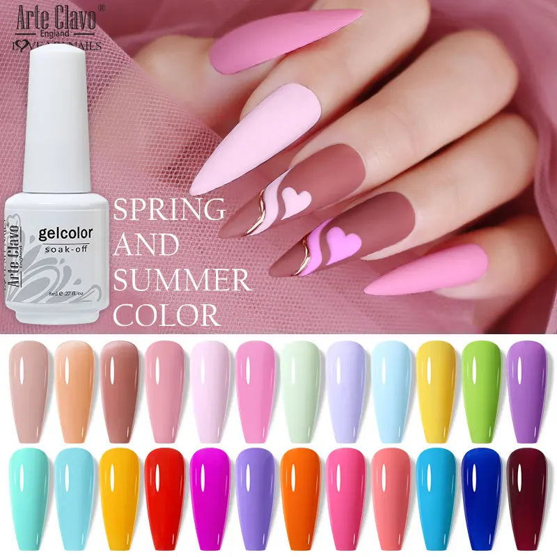 Arte Clavo Red Glitter Gel Nail Polish Yellow Holographic Spring Qme