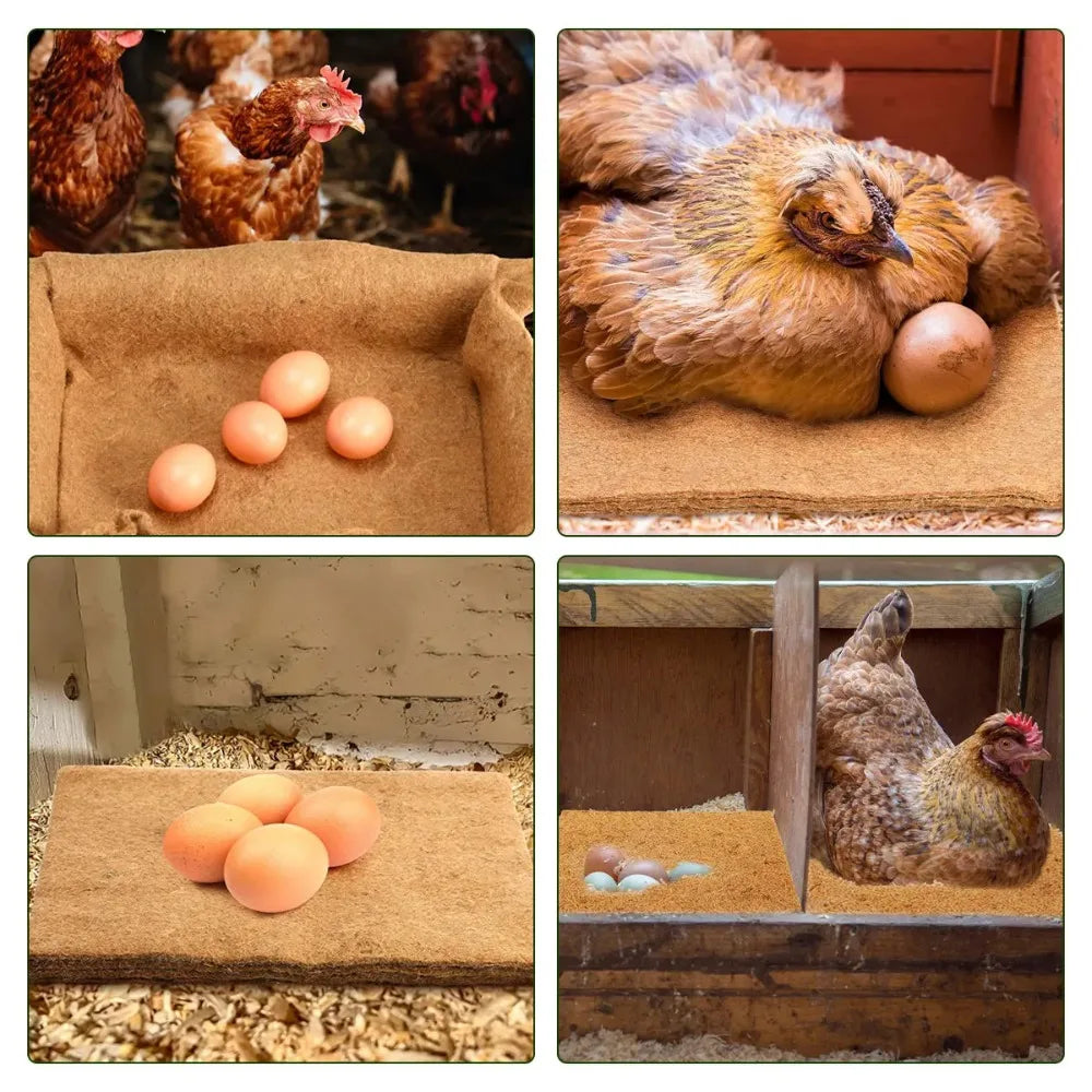 Chicken Nesting Pads Natural Eco-Friendly Coconut Coir & Palm Hens Bedding Mats Reusable Chicken Nesting Mats for Egg Laying Qme