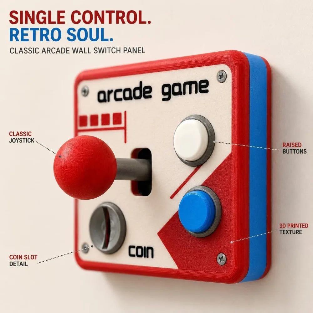 Retro Arcade Joystick 3D Printed Light Switch Cover 86 Wall Plate Qme