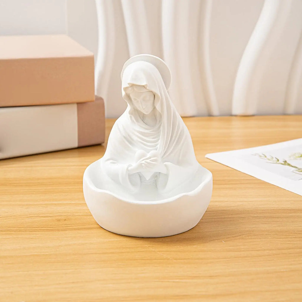 Mother Mary Statue Holy Virgin Figure Prayer Rosary Holder Christmas Qme