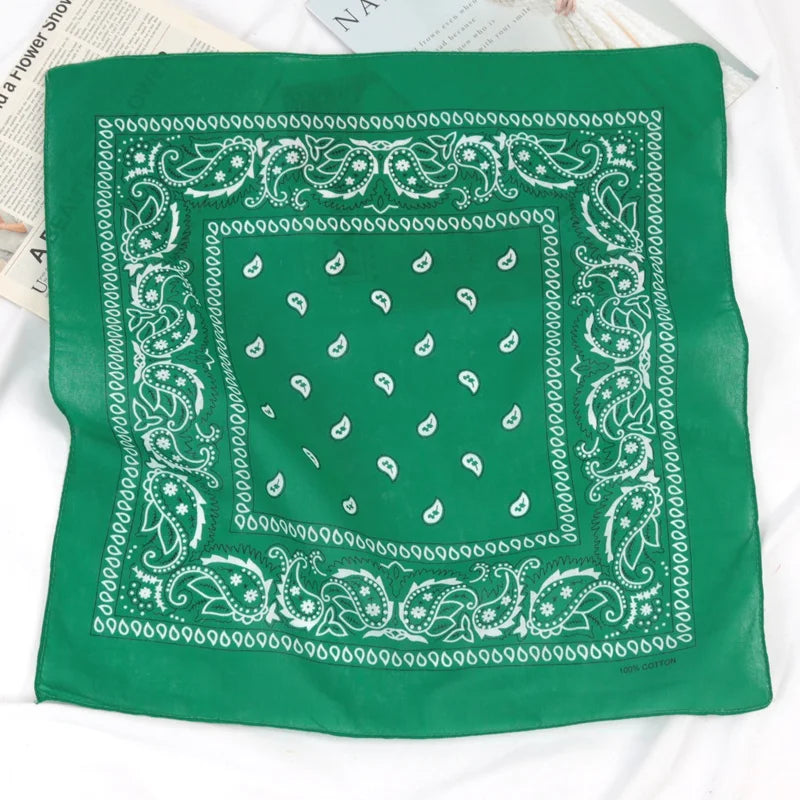Unisex Cotton Bandana Kerchief Hip Hop Black Hair Band Neck Scarf Qme A16
