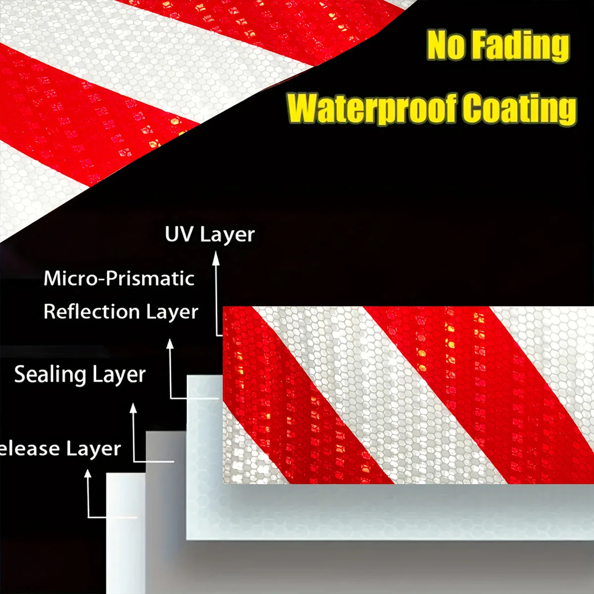 Reflective Twill Lattice Tape Waterproof Self-Adhesive Safety Warning Sticker Conspicuity Mark for Truck Vehicle Warning Qme