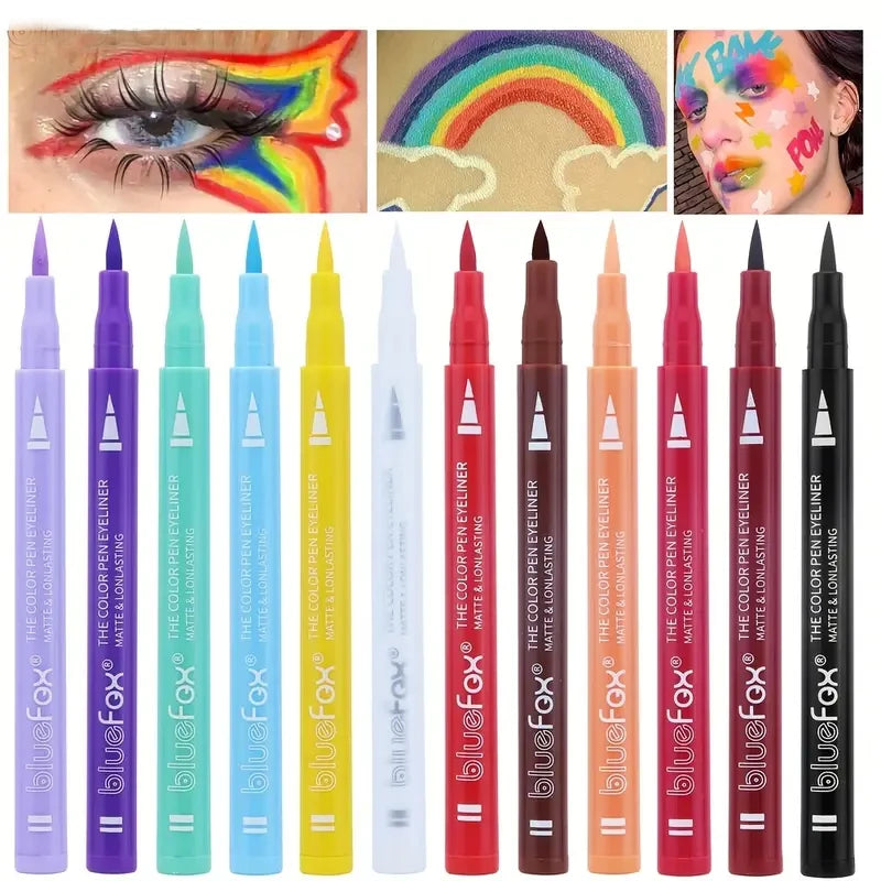 12 Liquid Eyeliner Pen Various Special Makeup Facial Paint Qme