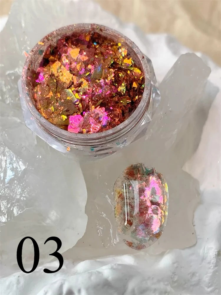 Nail Glitter Powder Manicure Feather Opal Aurora Iridescent Sparkling Qme 03
