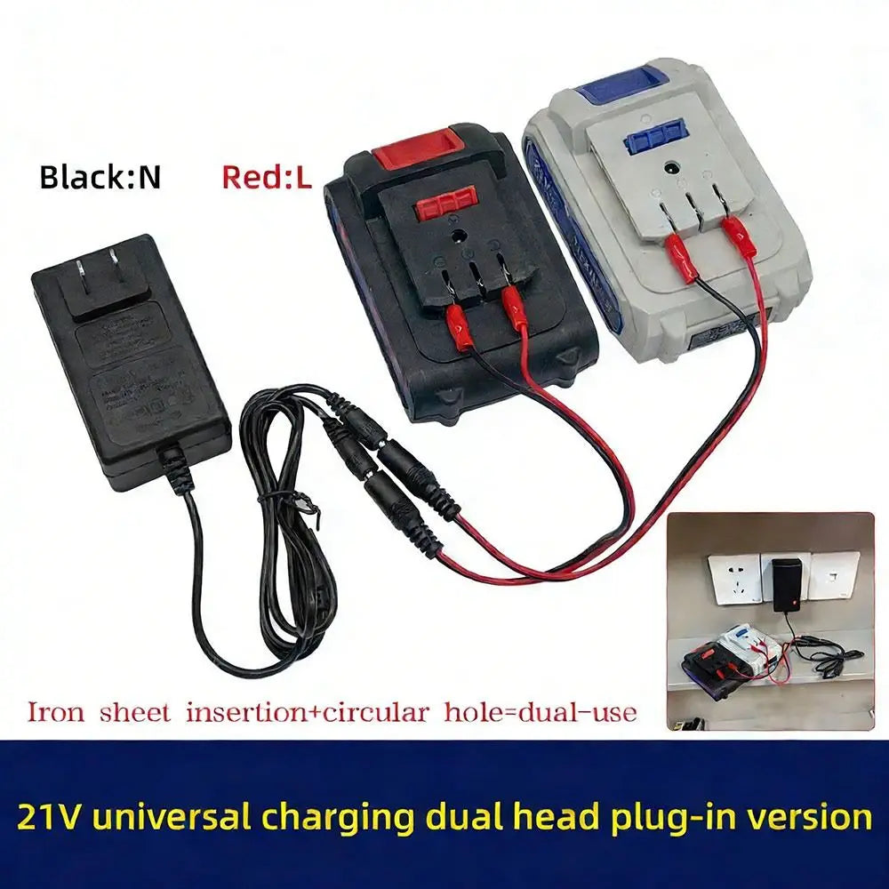 Dual Head Safe Lithium Charger 18V 21V 24V Overload Protection Qme A1