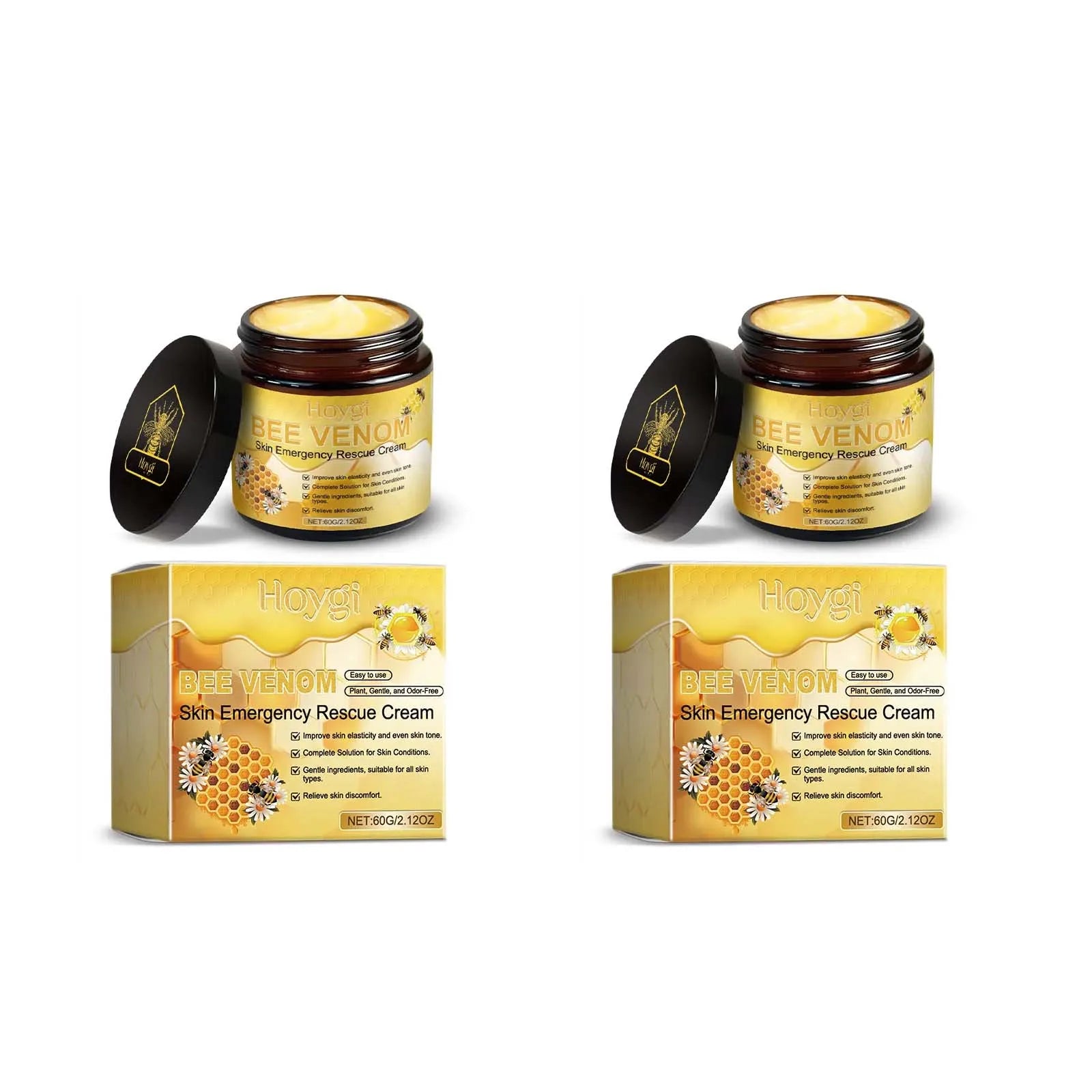 Bee Venom Face Cream Firming Lifting Soothing Lighten Redness Repair Damaged Skin Strengthen Barrier Brighten Nourish Body Cream Qme 2 x 60g boxed