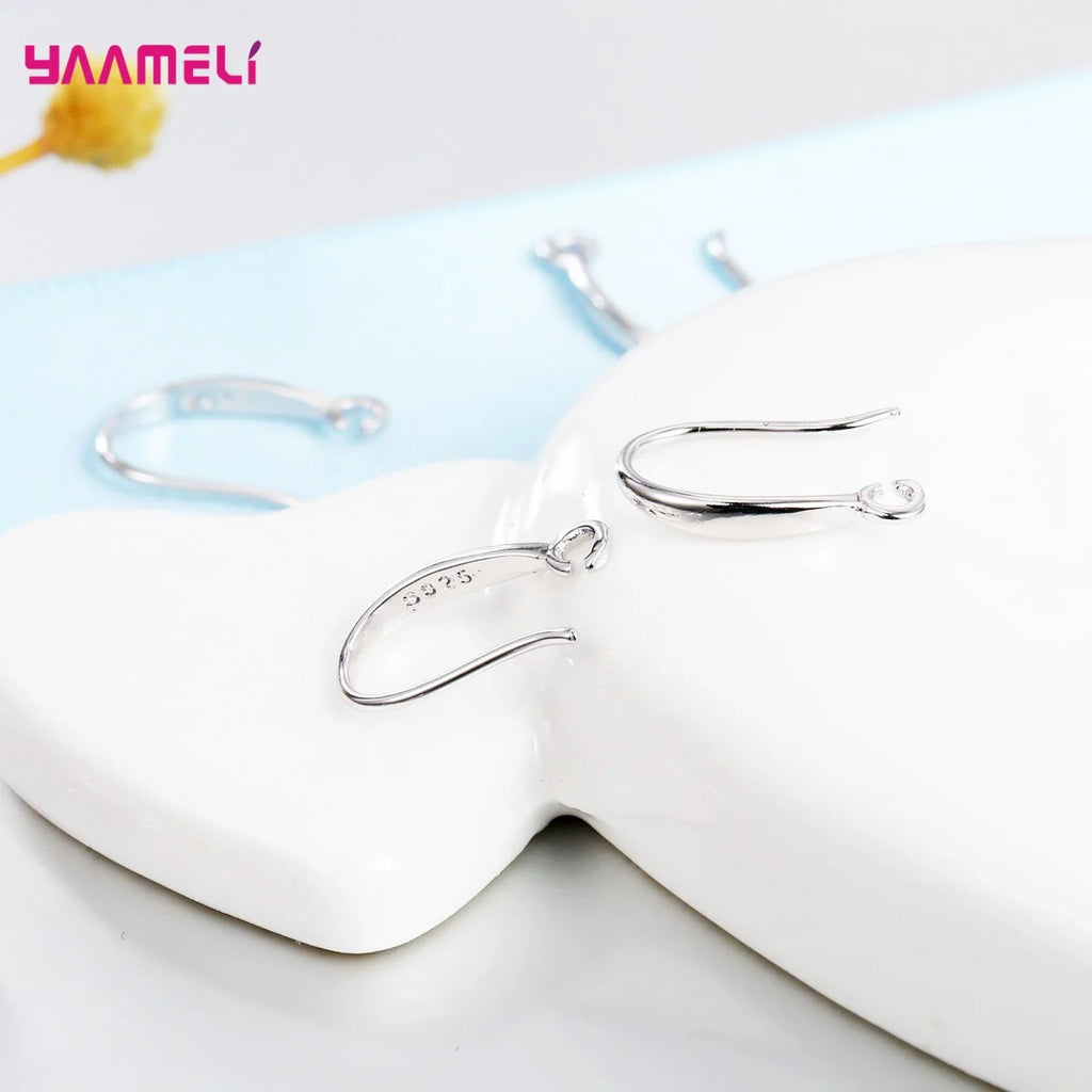 100PCS Lot Real 100% 925 Sterling Silver Stamp Hook Earrings Jewelry Findings Fittings Components Accessories Handmade Supplies Qme