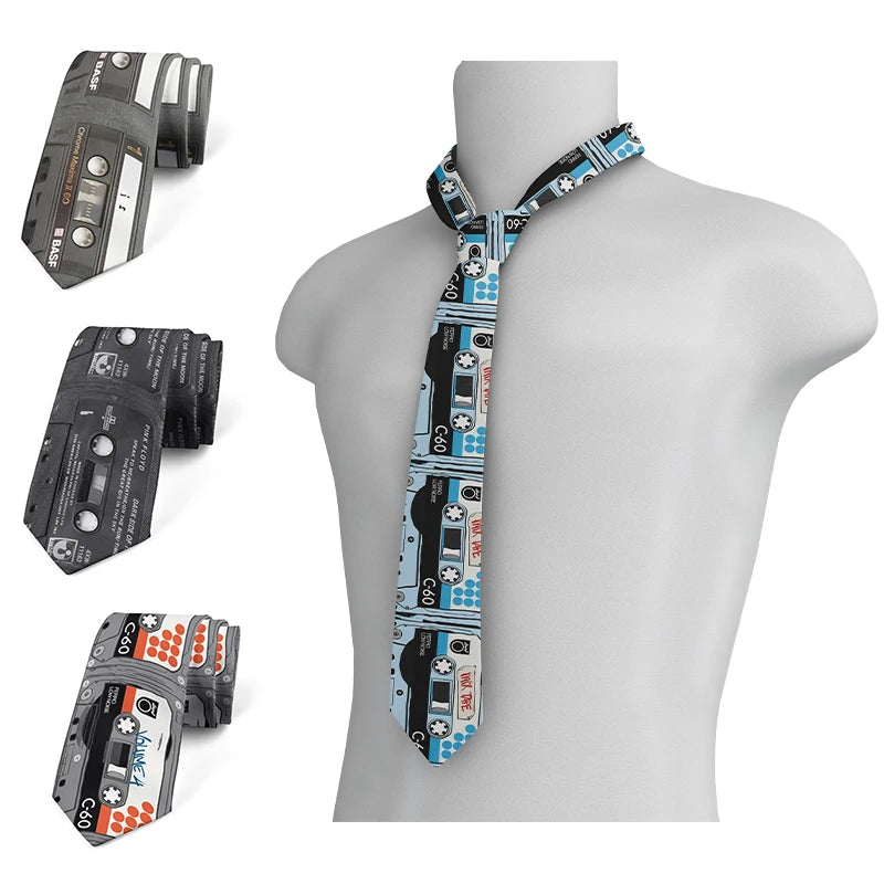 Interesting Old-fashioned Cassette Music Tape Tie Design Irregular Qme