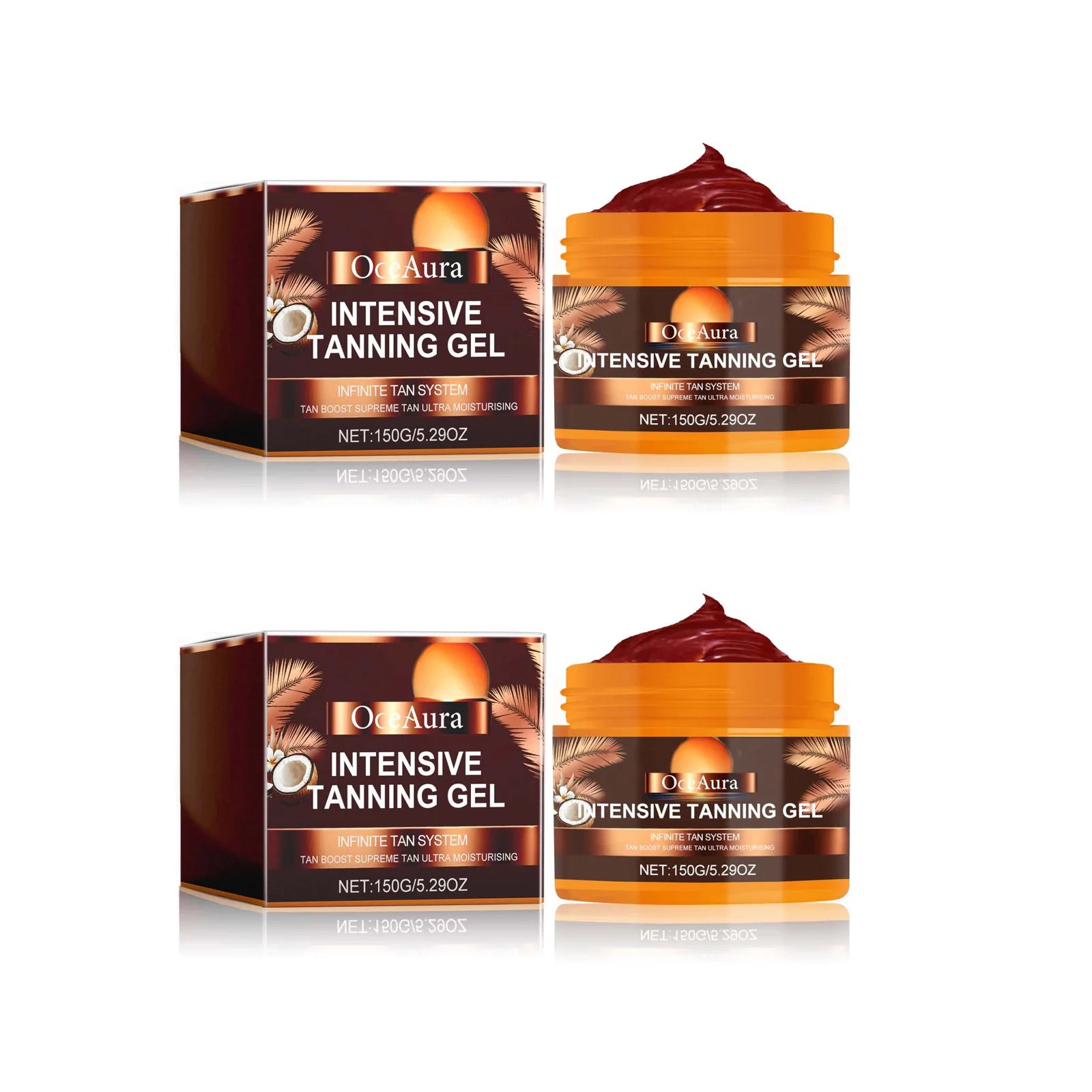 Intensive Tanning Gel & Cream Set Accelerator Bronzing Dark Skin Long Lasting Moisturizing Face Body Sunless Self Tanning Cream Qme 2Pcs