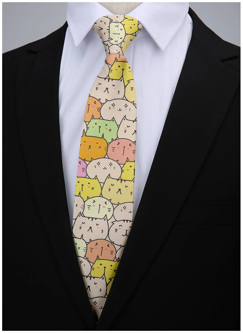 Funny Cartoon Small Animal Print Men's Tie Fashion Slim High-quality Qme