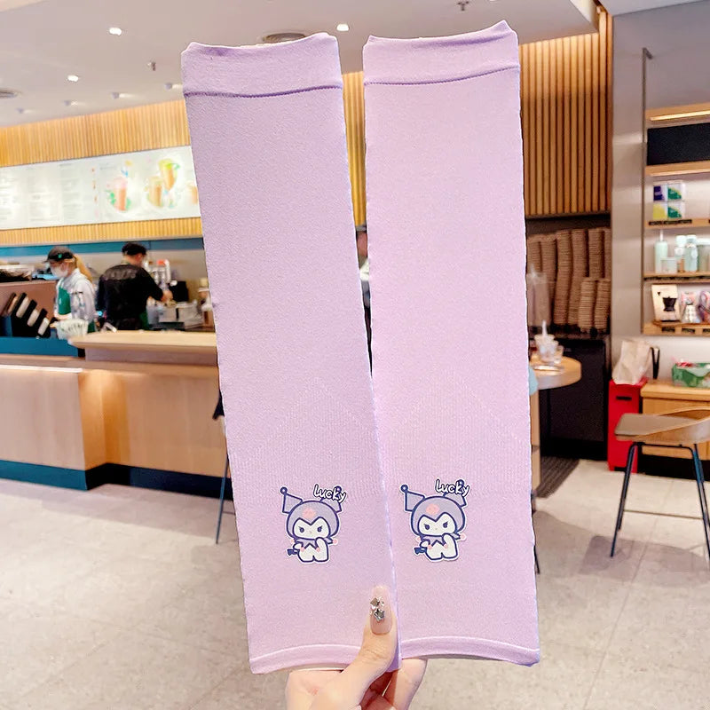 Hello Kitty Kuromi Sun Protection Arm Sleeves Breathable Cooling Arm Sleeves for Students UV-Protective Puff Sleeves Qme 4
