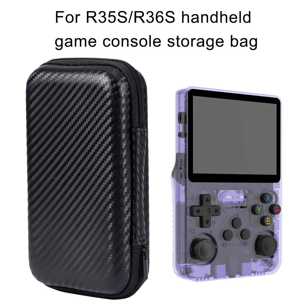 EVA Hard Protective Case For R35S/R36S Portable Game Console Bag Carbon Fiber Patterned Game Console Storage Bag Game Accessory Qme