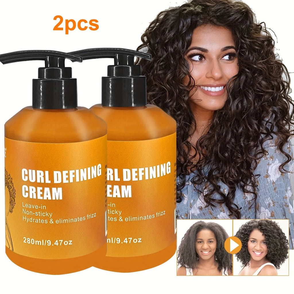 2 Pack GZE CURL DEFINING CREAM for Long Lasting Frizz Free Curls – Sulfate & Paraben Free Coconut Curling Cream Qme