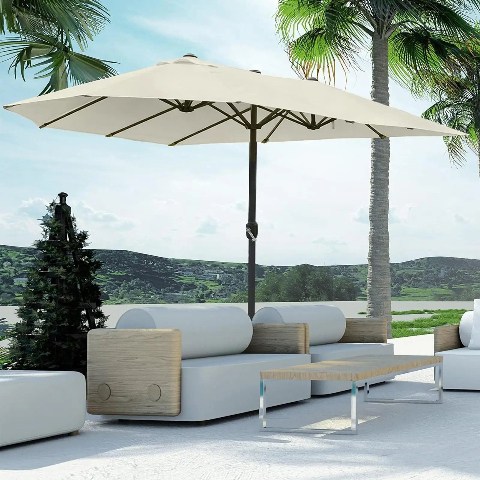 Replacement Umbrella Canopy 8 86ft 12 Ribs Waterproof Double Sided Qme