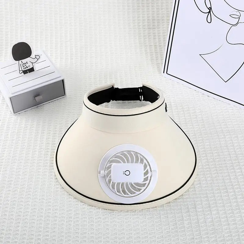 Breathable Cooling Fan Hat Sunscreen Sun Visor Fishing Peaked Cap Qme A1