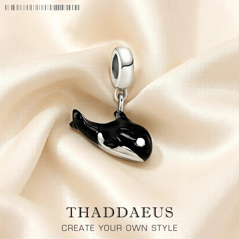 Charm Pendant Enamel Orca Whale Jewelry For Women Men Cute Gift In 925 Sterling Silver Qme
