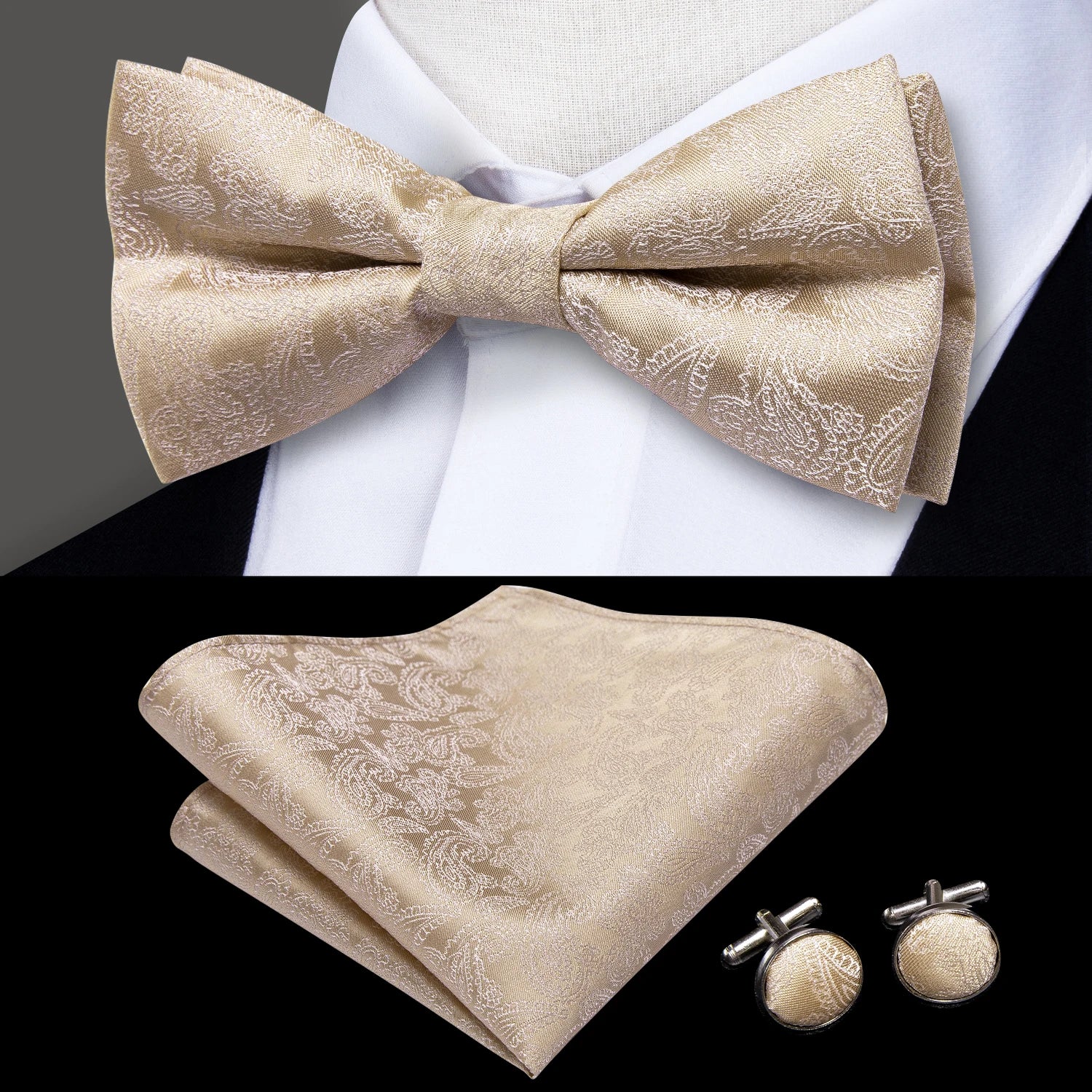 Hi-tie Classic Bow Ties Men Silk Butterfly Pre-tied Male Bowtie