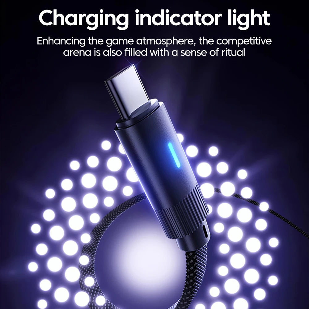100W 90°Single-Bend Dual Type-C Fast-Charging Data Line PD Braided Nylon Cable With Flat Design For Samsung S23 Huawei Realme Qme