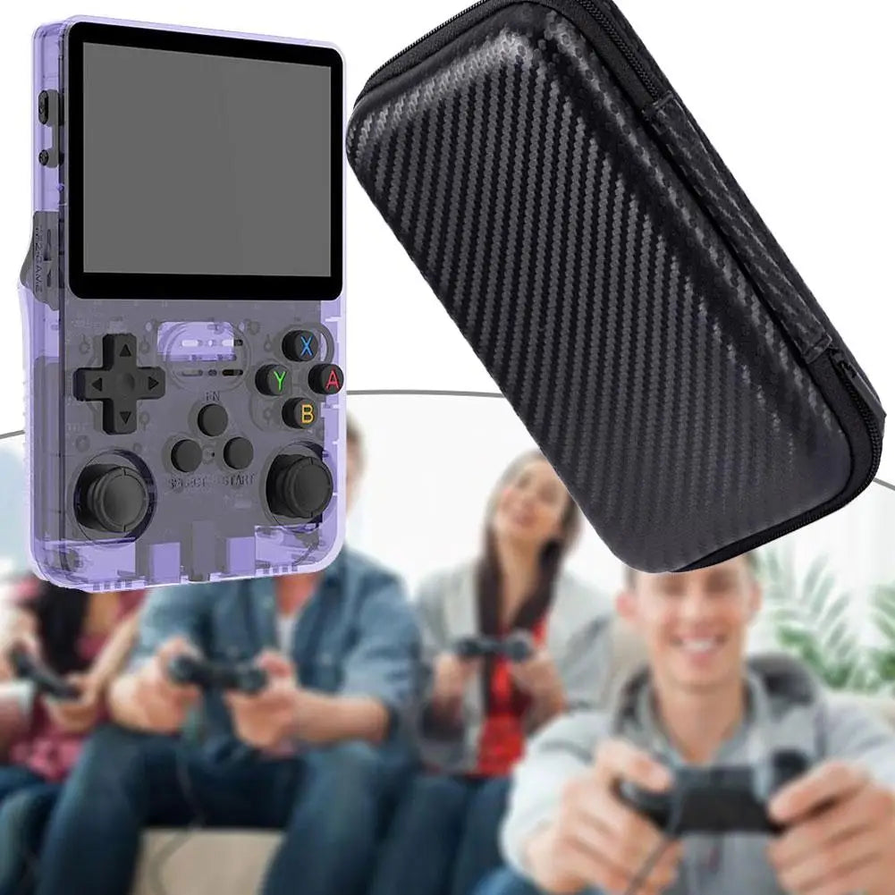 EVA Hard Protective Case For R35S/R36S Portable Game Console Bag Carbon Fiber Patterned Game Console Storage Bag Game Accessory Qme