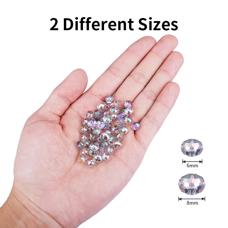 6mm 8mm 96 Austria Crystal Beads Faceted Round Loose Spacer Beads Rhinestone for Jewelry Making DIY Necklace Bracelet Earring Qme