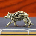 Pure Brass Wolf Statue Desktop Ornament Tea Set, Vintage Bronze Animal Figurine Miniature Decoration Qme 1pcs