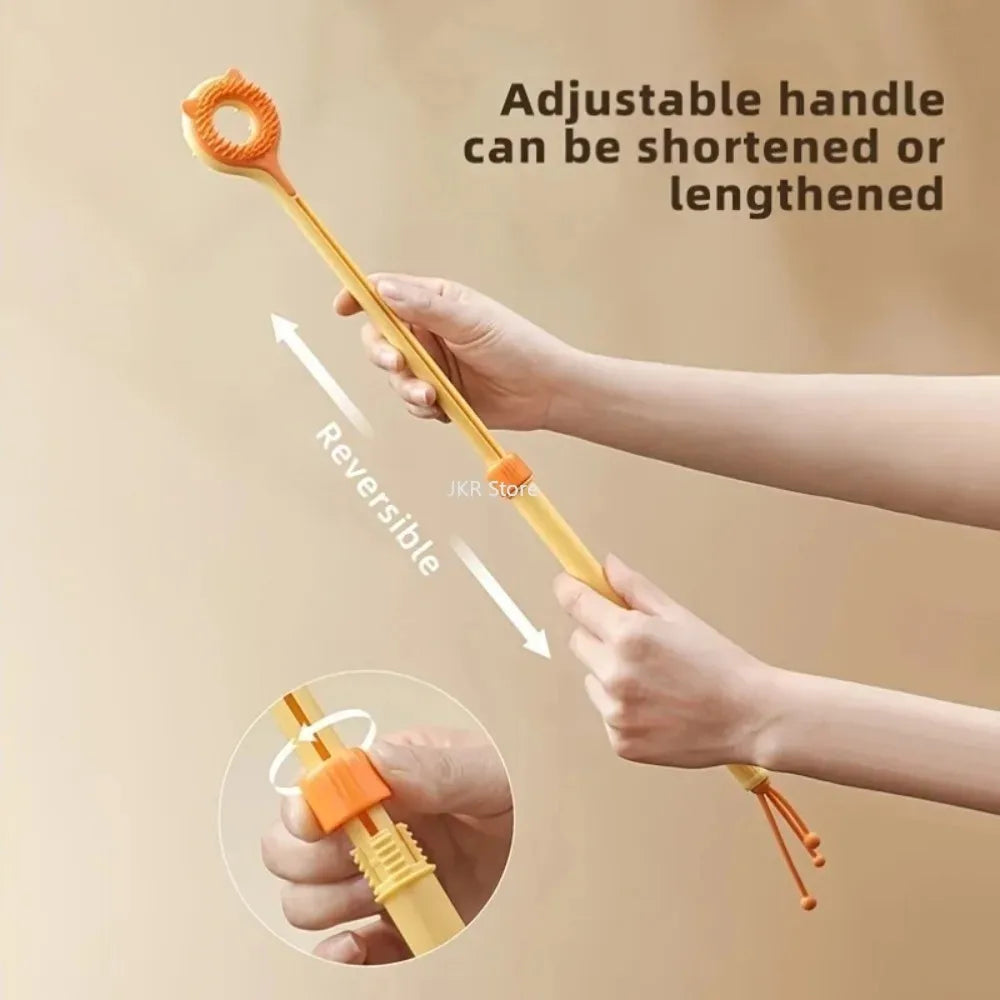 Double Sided Massager Retractable Cat Teaser Wand 2 In 1 Toy For Kitten Daily Grooming Skin Itch Relief Pet Supplies Qme