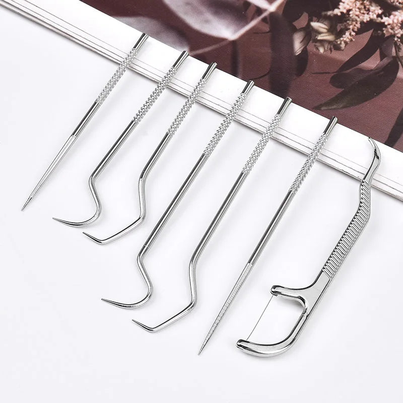 Stainless Steel Toothpick Reusable Toothpicks Tooth Flossing Tartar Qme