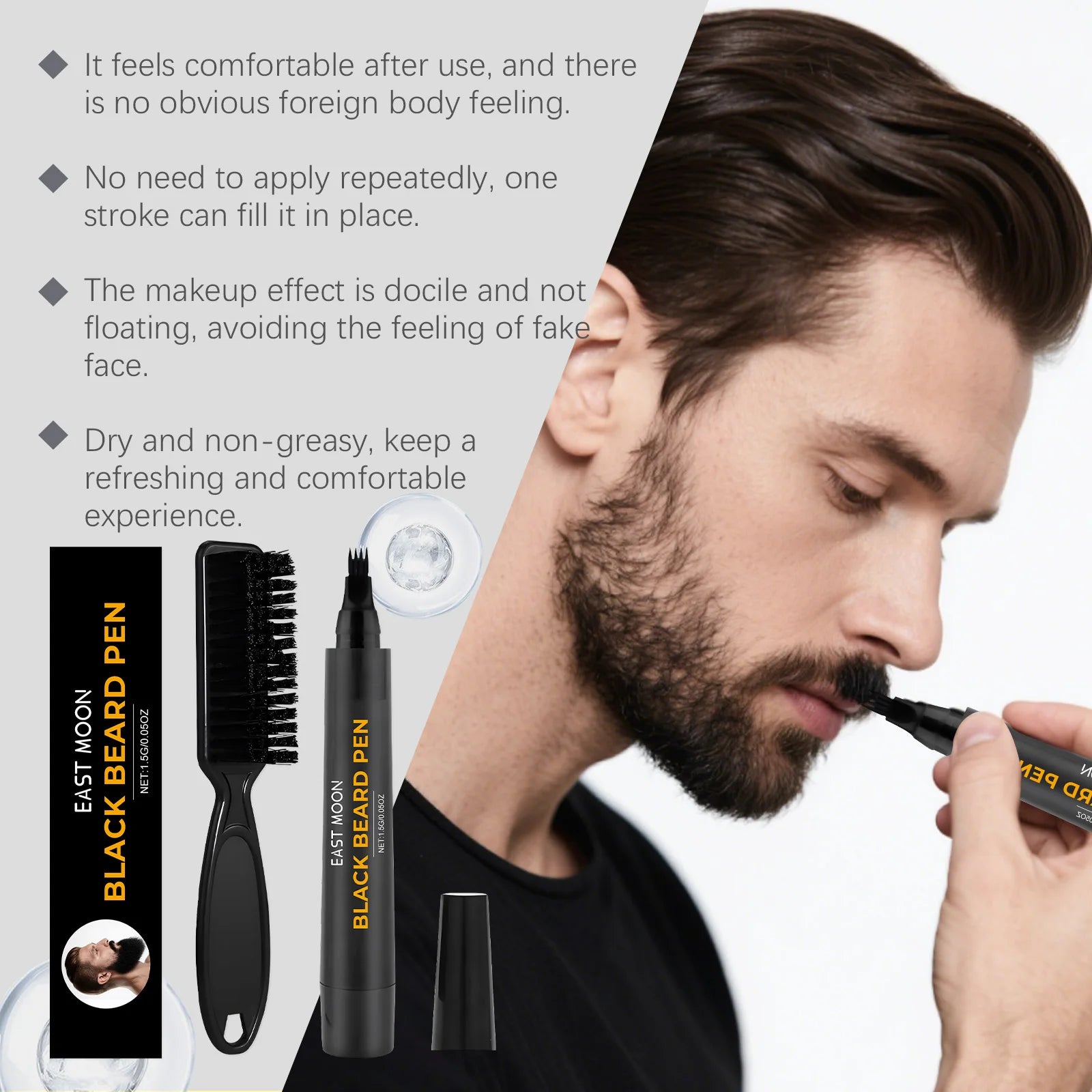 Instant Beard Filler Pen With Brush Comb Disposable Waterproof Moustache Beard Coloring Pen Filling Enhancer Hair Beard Stuffing Qme
