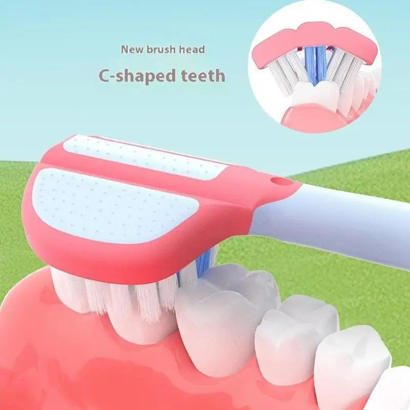 Antibacterial Cleaning Toothbrush Children Three-sided Soft Bristle Qme