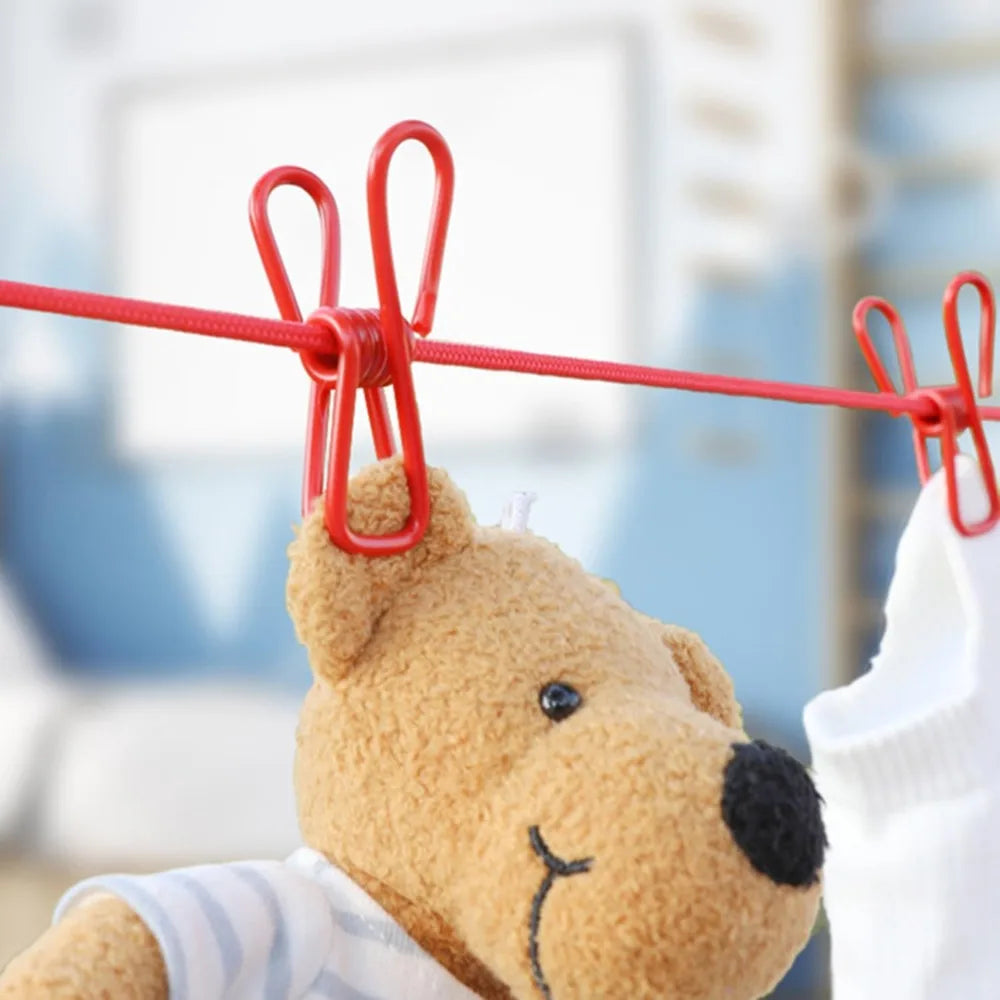Portable Clothing Clothesline with 12 Clips Retractable Travel Elastic Camping Non-slip Clothesline for Outdoor and Indoor Use Qme