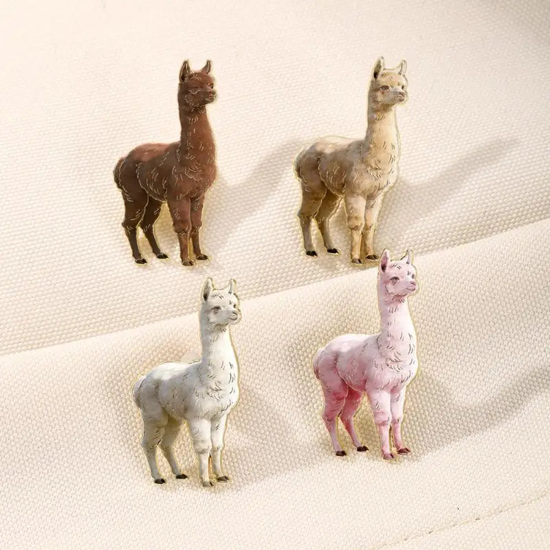 Cute Cartoon Alpaca Metal Pins 4 Color Choices Fashion Lapel Badge for Jackets Backpacks Bags Friends Gift Qme