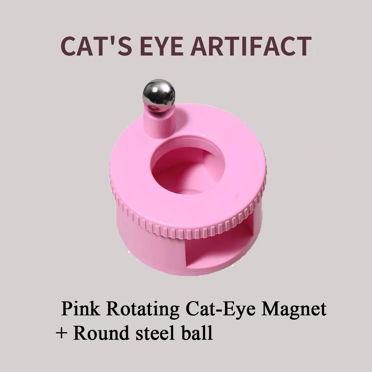 Auto Rotate Cat Eye Magnet, Professional Nail Art Tool for 3D Glass Bead Effect, Strong Magnetic Wand Easy for Beginner DIY Nail Qme B Pink and ball