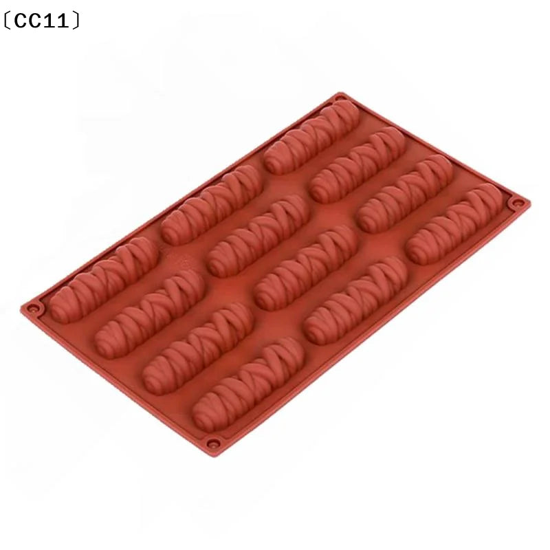 12 Cells Long Striped Lines Winding Texture Design Mousse Cake Mold Qme