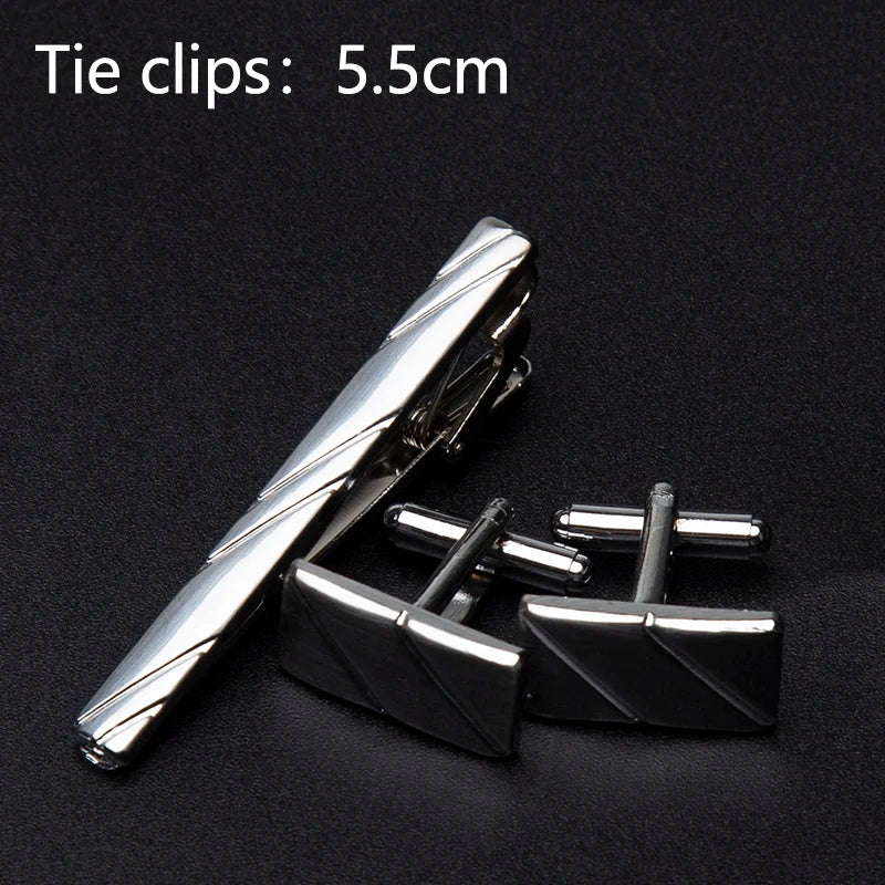 Men Metal Tie Clips Cufflinks Luxury Accessories Classic Shirts Cuff Qme
