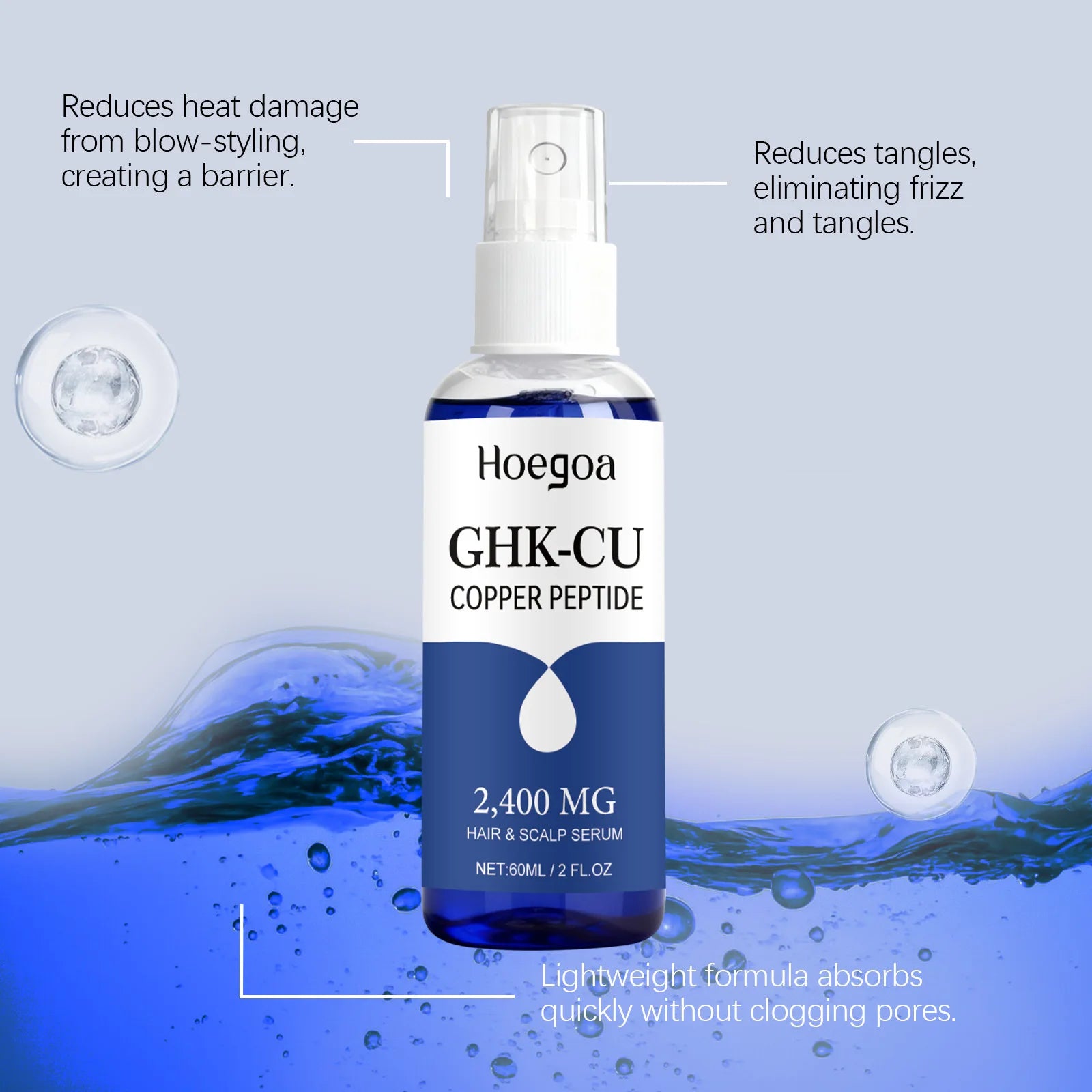 Ghk-Cu Copper Peptide for Hair Growth Scalp Serum Moisturizer Spray Fast-Absorbing Softness Shine Advanced Regrowth Treatment Qme