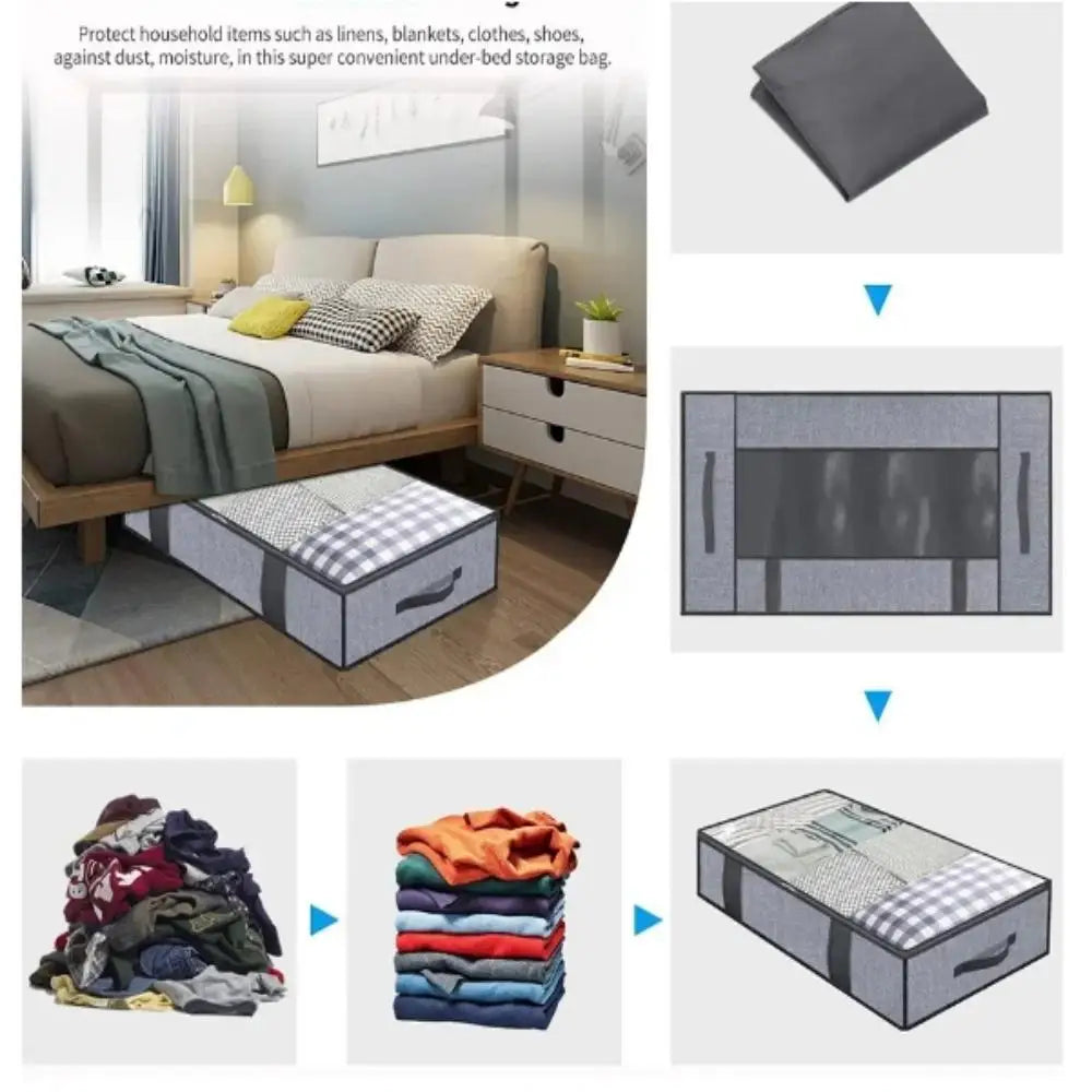 2/4PCS Organizer Bag Household Bed Bottom Storage Box Collapsible Non-Woven Clothing Quilt Toy Blanket Storage Box Shoe Bag Qme