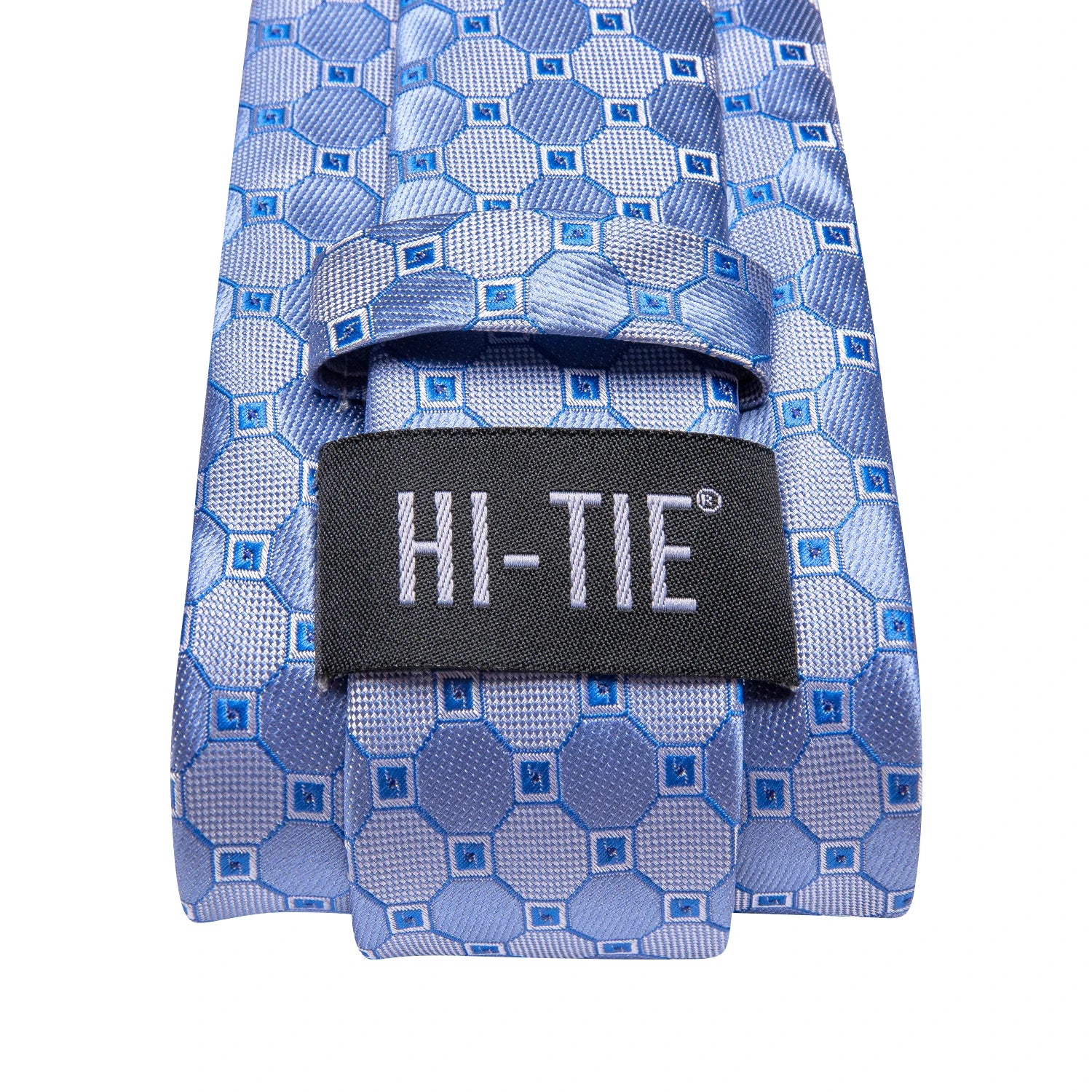 Hi-Tie Fashion 8.5cm Blue Plaid Dots Men's Elegant Tie Handkerchief Cufflinks Set Wedding Party Accessories Gift for Men Gravats Qme
