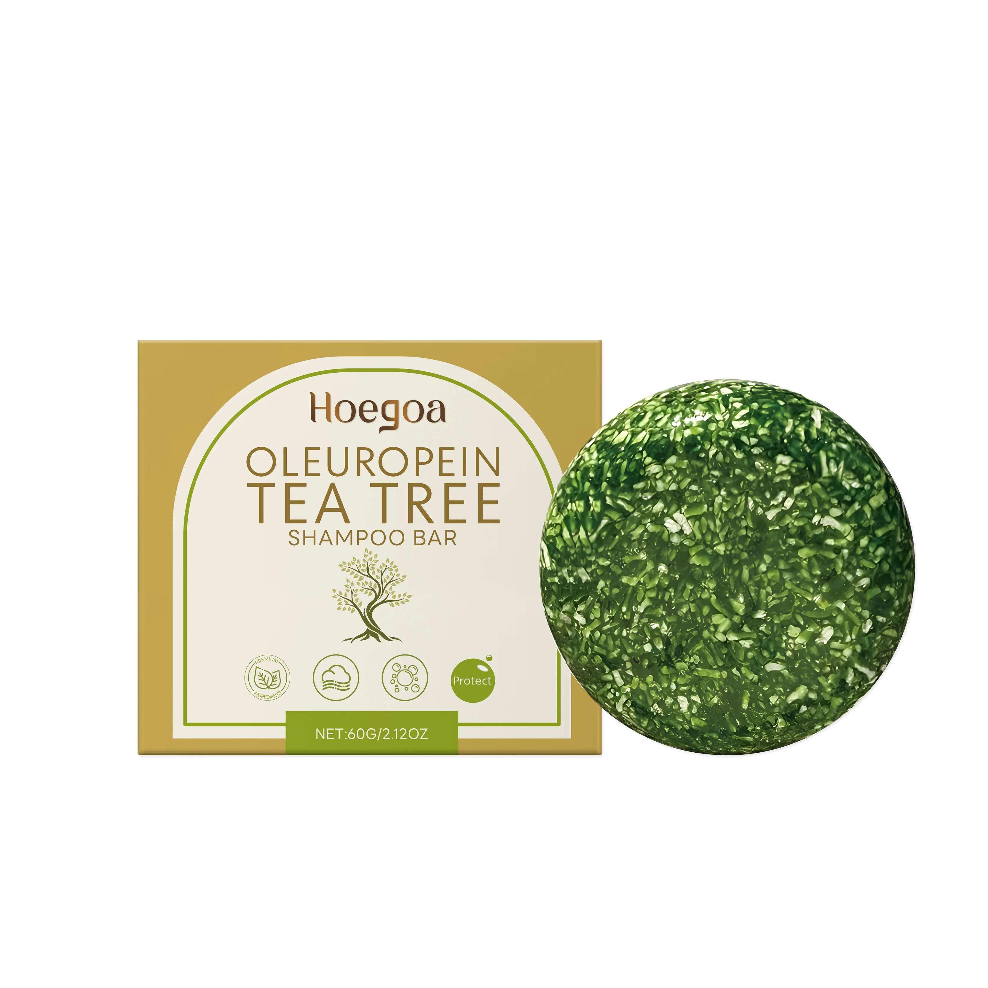 Tea Tree Oil Shampoo for Dranduff Removal Deep Cleansing the Scalp Control Oil Nourishing Repair Damaged Hair Essential Oil 60g Qme 60g boxed