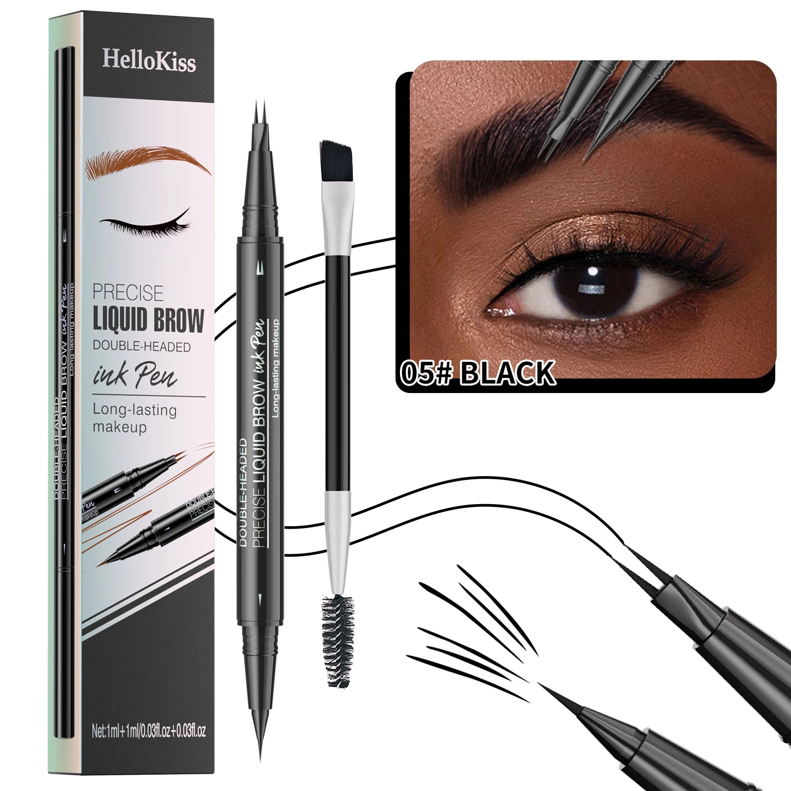 Waterproof Eyebrow Pen, Microblading Eyebrow Pencil With 4 Split Head, Natural Looking Brows Makeup ( 5 Colors) Qme 9708-5