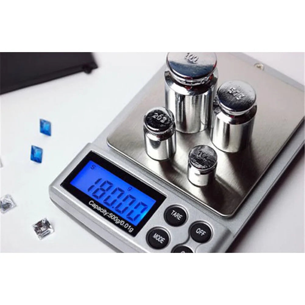 500gx0.01g Gold Silver Jewelry Scale High Precision Kitchen Scales Electronic Scales for Jewelry/Gemstones/Precious Metals/Coins Qme