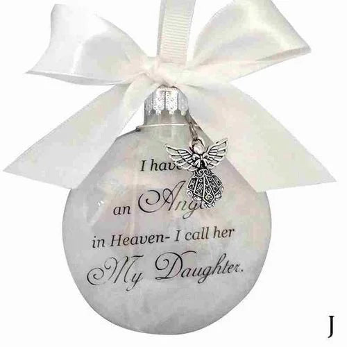 Christmas Tree Balls Commemorate Ornament Feather Ball Angel In Heaven Memorial Ornament Xtmas Tree Hanging In Memory of Mom Dad Qme My Daughter 1pcs