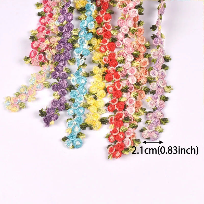 1 Yard 21mm Colorful Flower Lace Trim, Cute Rose Floral Embroidery Lace Ribbon for DIY Sewing Crafts Clothes Headbands cp3851 Qme