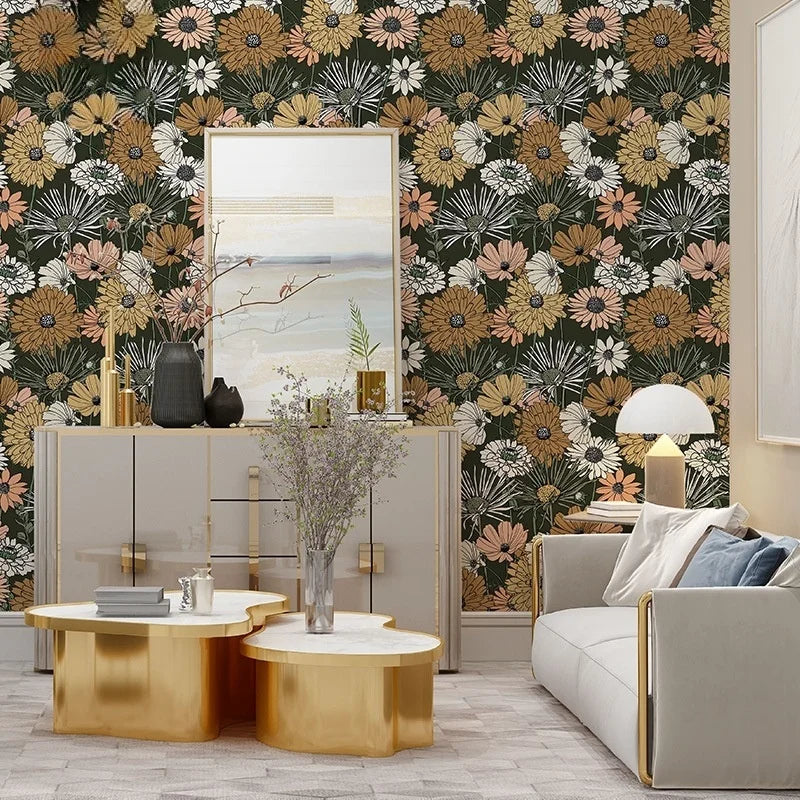 Green White Wallpaper Peel Stick Boho Contact Paper Cabinets Leaf Qme Floral 2mx44cm