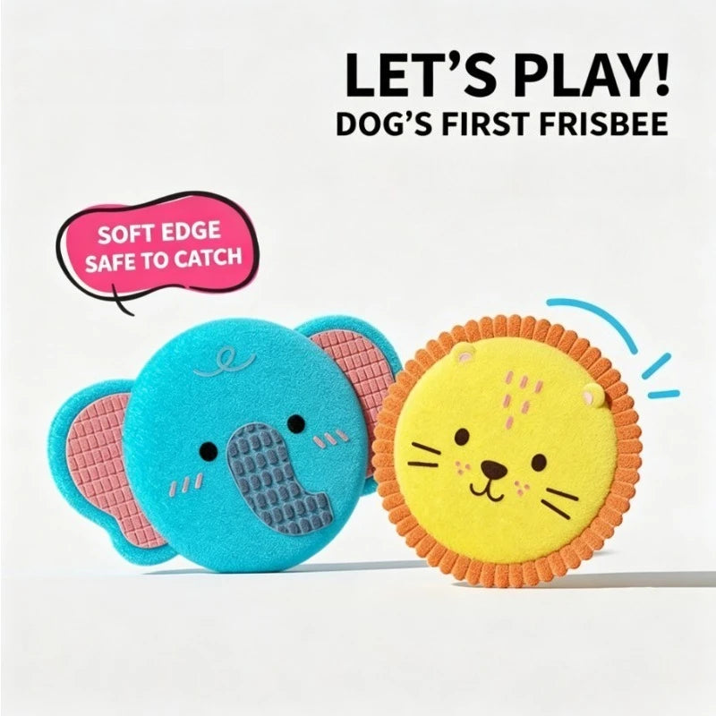 Dog Plush Toy Cartoon Flying Disc Toy Small Dog Teeth Grinding Toy Wear-resistant Bite-resistant Puppy Pet Product Qme