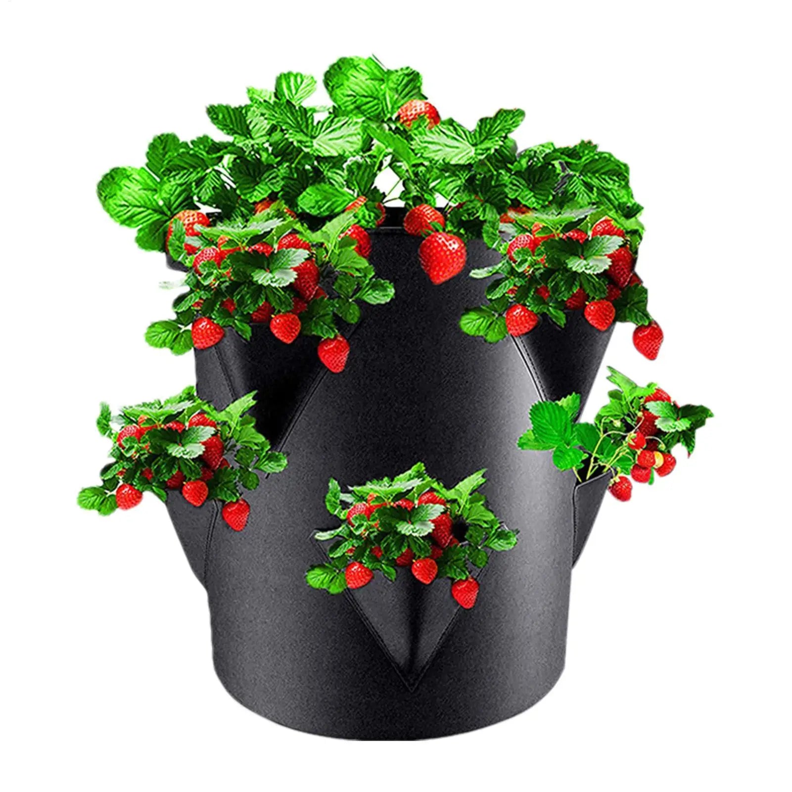 Strawberry Pots And Planters Strawberry Garden Planting Pots With 6 Side Grow Pockets Breathable 7 Gallon Portable For Courtyard Qme