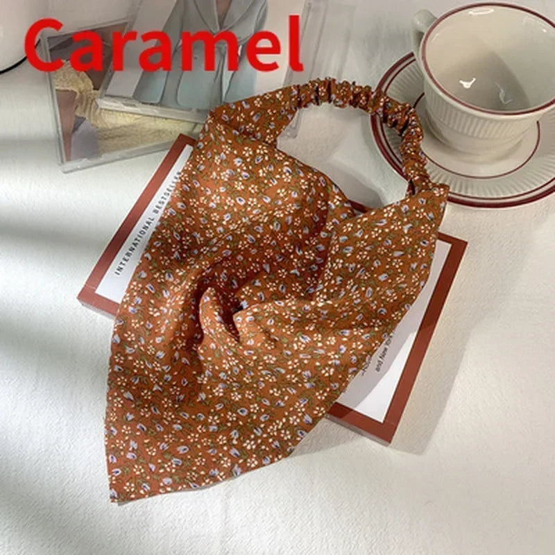 Floral Kerchief Headwear Wrist Head Wrap Scarf Triangular Headscarf Qme 5
