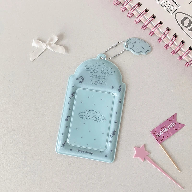 Sweet Angel Wings Card Cover Display Pendant Photocard Holder Small Qme Blue